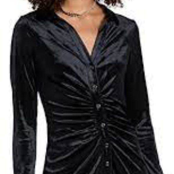 Free People Black Velvet Shayla Mini Dress, size XS, worn once, no flaws - Picture 3 of 6